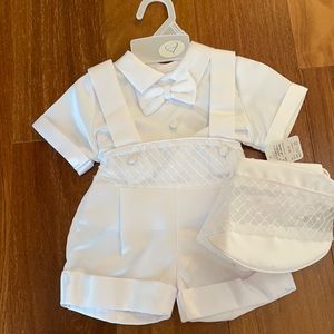 NWT Boys Christening 3pc set. 0-6 mos